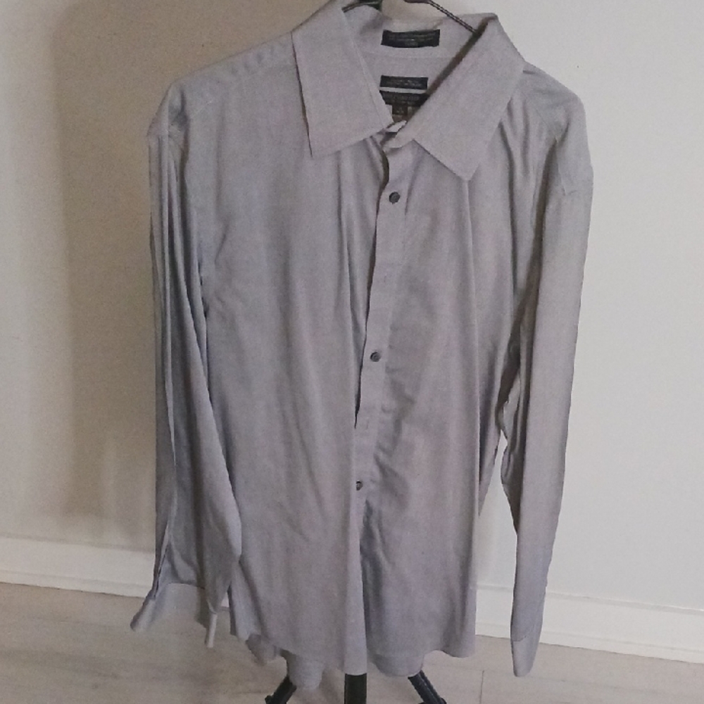 Men's Gray Boulevard Club Slim Fit Dress Shirt - Size 17 / 34